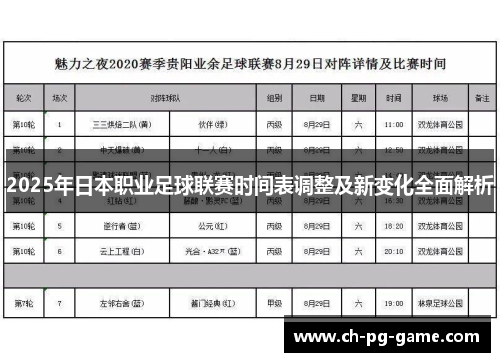 2025年日本职业足球联赛时间表调整及新变化全面解析